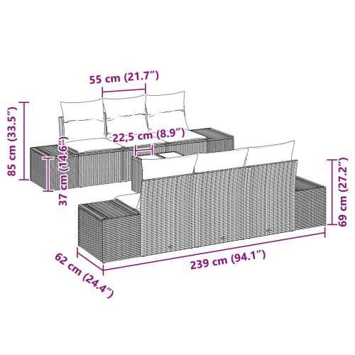 set vrtnih sofa s jastučićima od 7 dijelova Bež Poli ratan Cijena