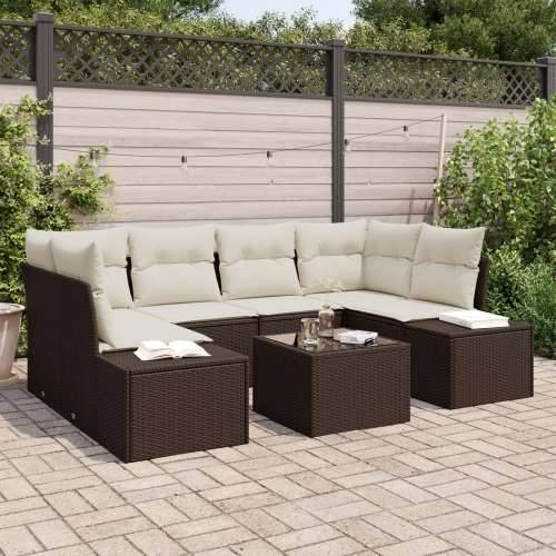 set od 7 dijelova vrtnih sofa s jastučićima smeđa polyrattan Cijena