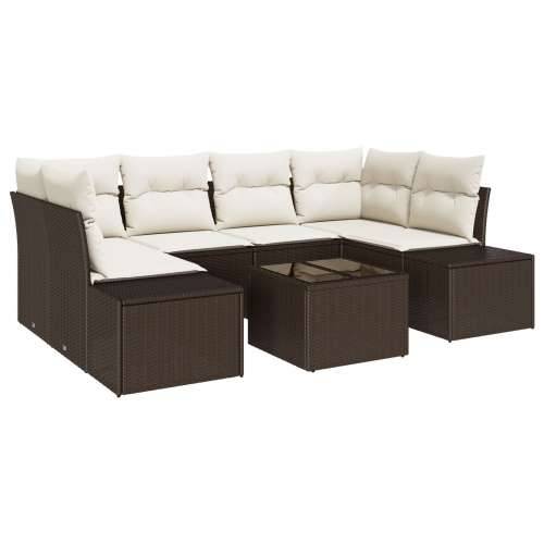 set od 7 dijelova vrtnih sofa s jastučićima smeđa polyrattan Cijena