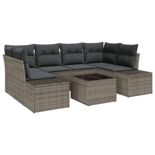 7-dijelni vrtni set sofa s jastučićima siva poli ratan Cijena