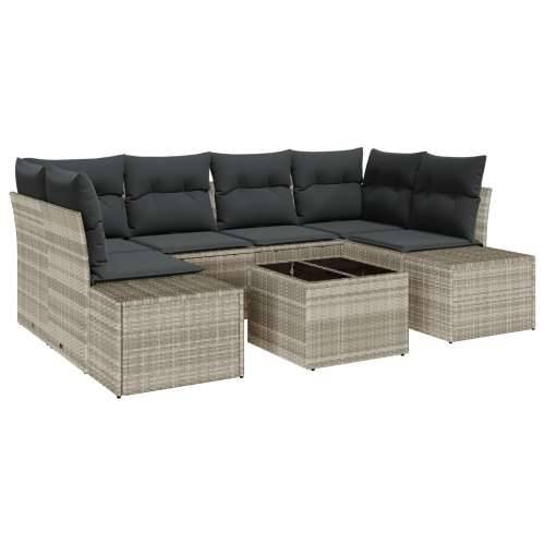 7-dijelni vrtni sofa set s jastučićima svjetlosivi poli vretan Cijena