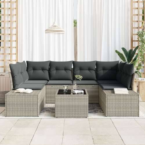 7-dijelni vrtni sofa set s jastučićima svjetlosivi poli vretan Cijena