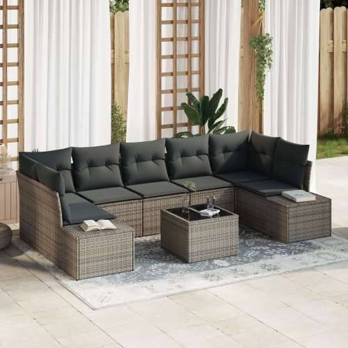 8 Komadni Vrtni Sofa Set s Jastučima Siva Poli Ratan Cijena