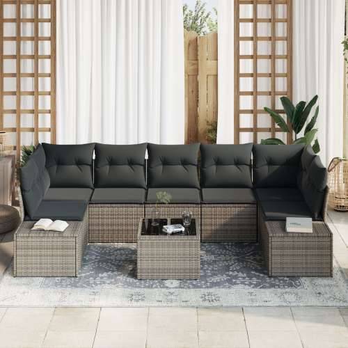 8 Komadni Vrtni Sofa Set s Jastučima Siva Poli Ratan Cijena