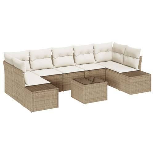 set od 8 vrtnih sofa s jastucima bež poli ratan Cijena