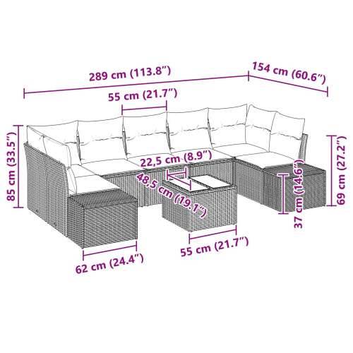set od 8 vrtnih sofa s jastucima bež poli ratan Cijena
