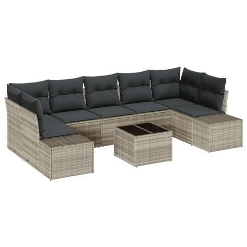 Vrtna garnitura - 8-dijelni set vrtnih sofa s jastučićima svijetlosive boje poli ratana Cijena