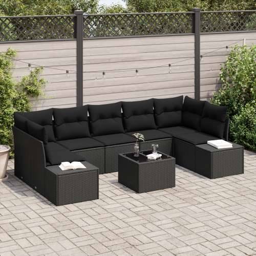 8 Komplet Vrtnih Sofa sa Jastucima Crni Poli Ratan Cijena