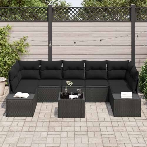 8 Komplet Vrtnih Sofa sa Jastucima Crni Poli Ratan Cijena