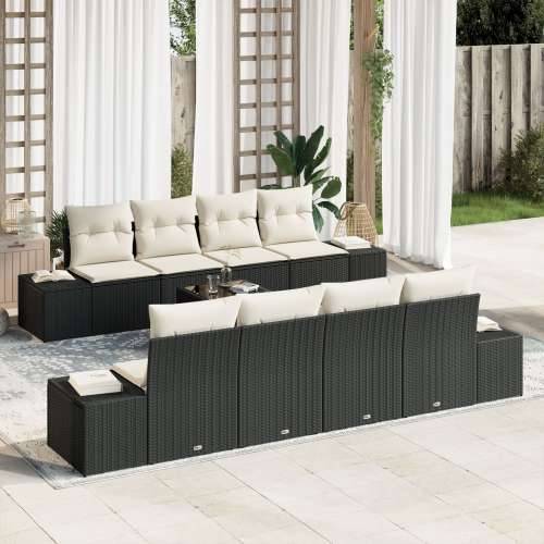 Set vrtnih sofa od 9 dijelova s jastucima crni poli ratan Cijena