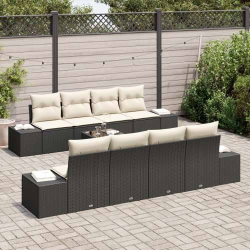Set vrtnih sofa od 9 dijelova s jastucima crni poli ratan Cijena