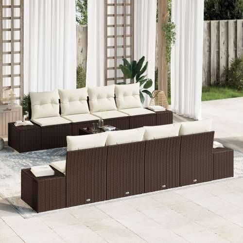 9-dijelni vrtni sofa set s jastučićima smeđi poli ratan Cijena