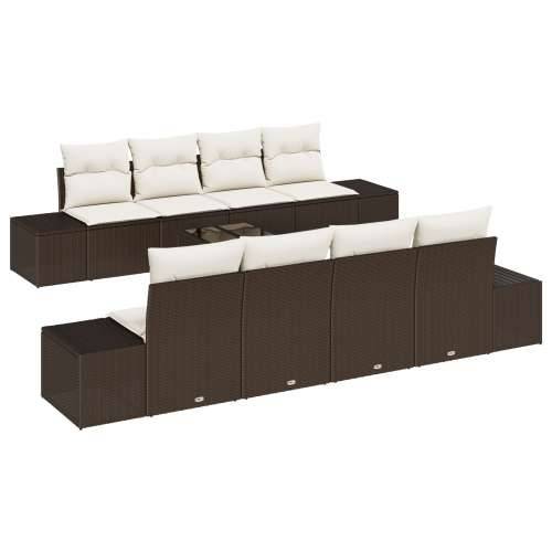 9-dijelni vrtni sofa set s jastučićima smeđi poli ratan Cijena