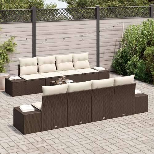 9-dijelni vrtni sofa set s jastučićima smeđi poli ratan Cijena