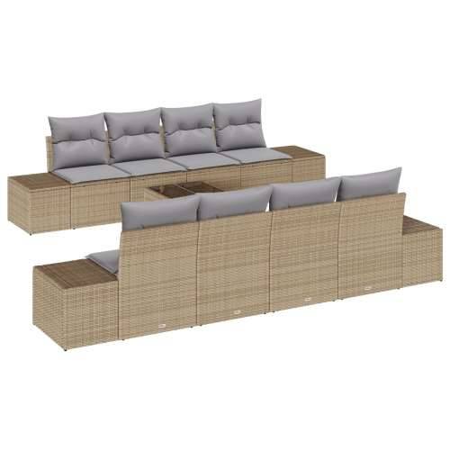 9 Dijelni Vrtni Sofa Set s Jastučićima Bež Poli Ratan Cijena