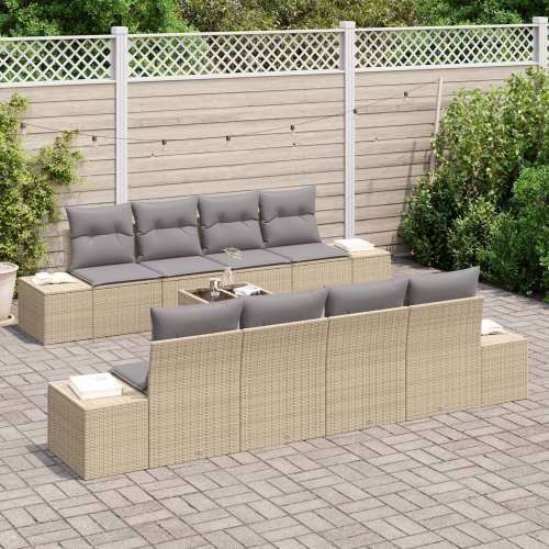 9 Dijelni Vrtni Sofa Set s Jastučićima Bež Poli Ratan Cijena