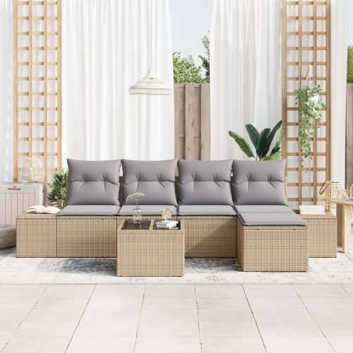 Vrtna garnitura - 6-dijelni set vrtnih sofa s jastučićima crni poli ratan Cijena