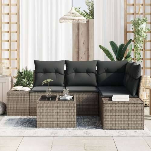 4 Dijelni Vrtni Sofa Set s Jastučićima Siva Poli Ratan Cijena