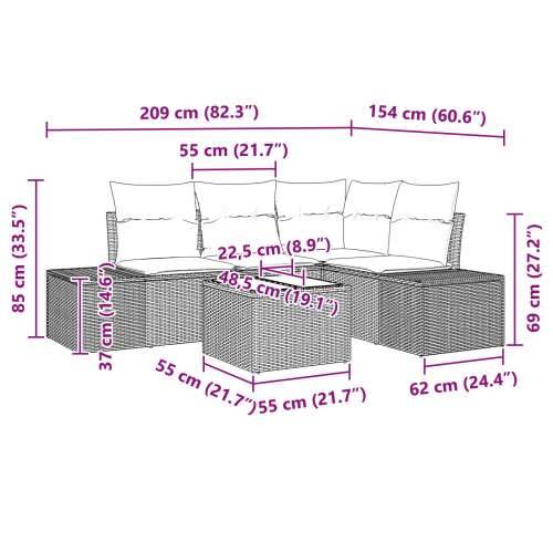 4 Dijelni Vrtni Sofa Set s Jastučićima Siva Poli Ratan Cijena