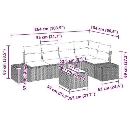 set od 5 dijelova vrtnog kauča s jastučićima sivo poly rattan Cijena