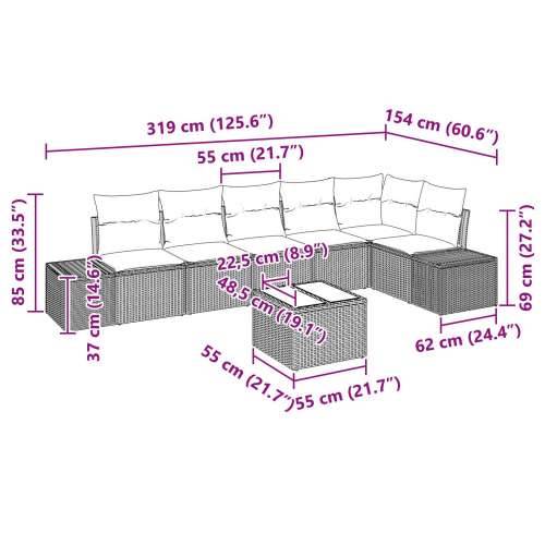 set vrtnih sofa od 7 komada s jastučićima smješak poli ratan Cijena