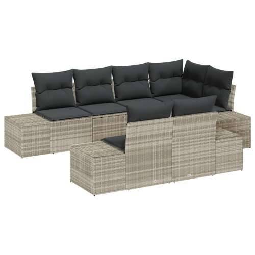Vrtna garnitura - 7-dijelni set vrtnih sofa s jastucima svjetlosivi poli ratan Cijena