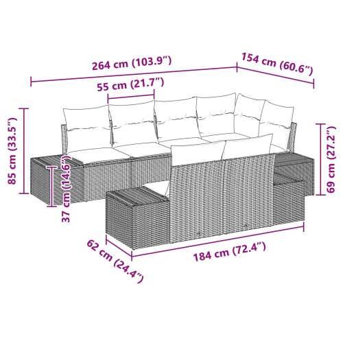 Set od 7 komada vrtnih kauča s jastučićima crni poli ratan Cijena