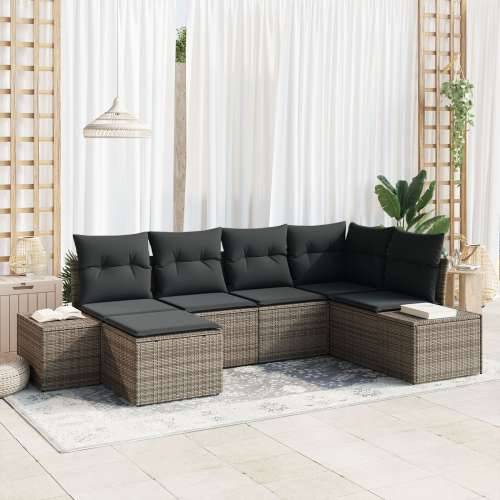 Set od 6 vrtnih sofa s jastučićima sivi poli ratan Cijena