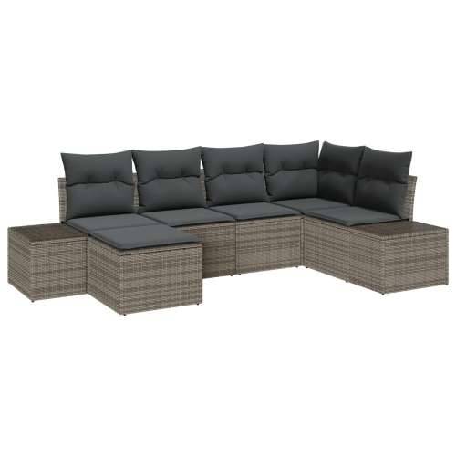 Set od 6 vrtnih sofa s jastučićima sivi poli ratan Cijena