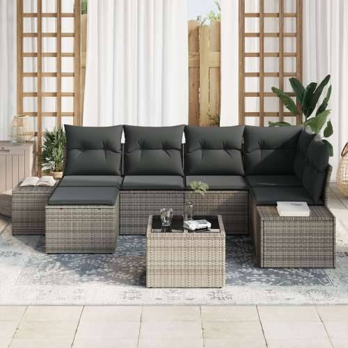 6-dijelni vrtni sofa set s jastuком crni poli ratan Cijena