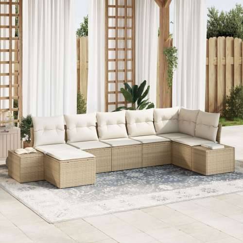 set od 7 komada vrtnih sofa s jastučićima bež poli ratan Cijena