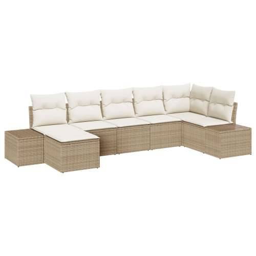 set od 7 komada vrtnih sofa s jastučićima bež poli ratan Cijena