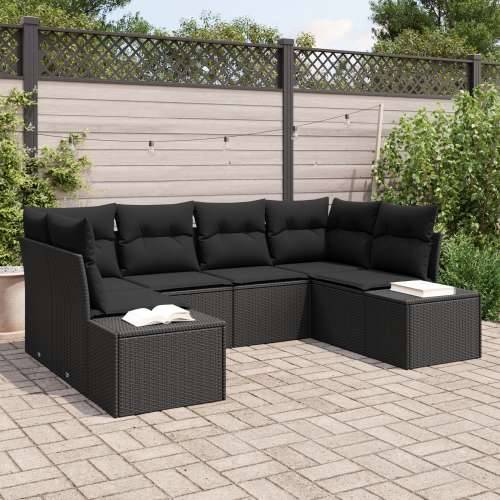 set od 6 komada vrtnih kauča s jastučićima crni poli rattan Cijena
