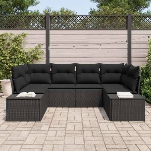 set od 6 komada vrtnih kauča s jastučićima crni poli rattan Cijena