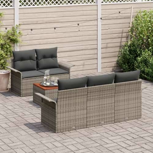 set od 6 vrtnih sofa s jastučićima siva poli ratan akacija Cijena