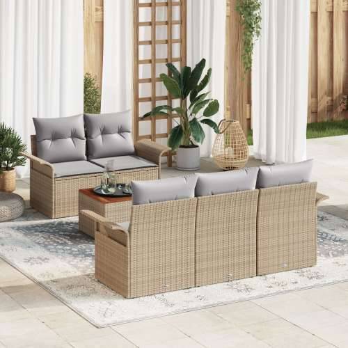 set od 6 vrtnih sofa s jastučićima bež poli ratan akacija Cijena