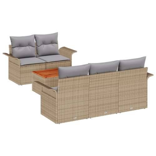 set od 6 vrtnih sofa s jastučićima bež poli ratan akacija Cijena