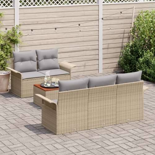 set od 6 vrtnih sofa s jastučićima bež poli ratan akacija Cijena