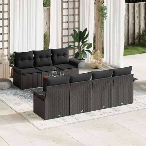 set vrtnih sofa s jastučićima crni poliratan akacija Cijena