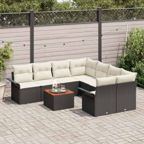 9-dijelni vrtni set sofa s jastučićima crni poli ratan akacija Cijena