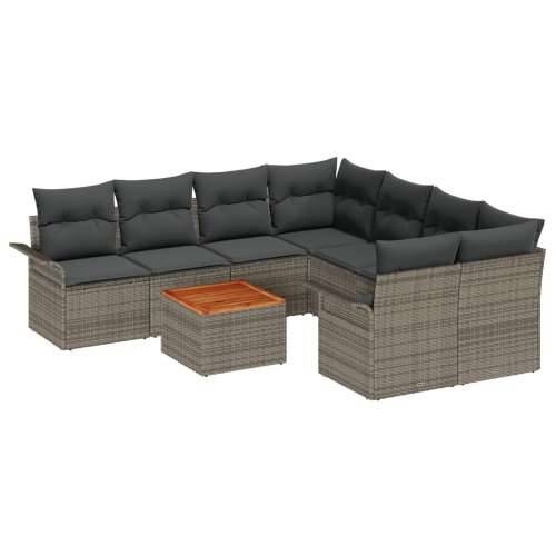 set od 9 vrtnih sofa s jastučićima sivi poli ratan akacija Cijena