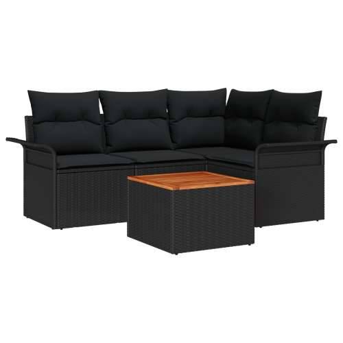 5-dijelni vrtni sofa set s jastučićima crni poly ratan akacija Cijena