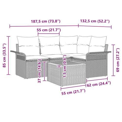 5-dijelni vrtni sofa set s jastučićima crni poly ratan akacija Cijena