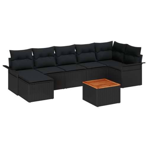 8-dijelni vrtni sofa set s jastučićima crna Poli ratan Akacija Cijena