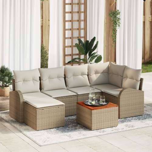 7-dijelni vrtni sofa set s jastučićima Bež Poli ratan akacija Cijena