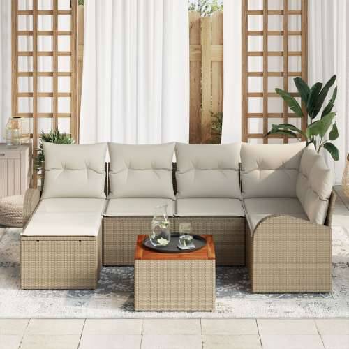 7-dijelni vrtni sofa set s jastučićima Bež Poli ratan akacija Cijena