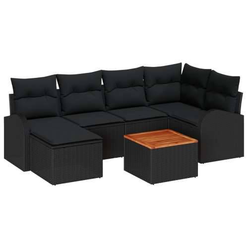 7-dijelni Vrtni Sofa Set s Jastucima Crni Poliratan Akacija Cijena