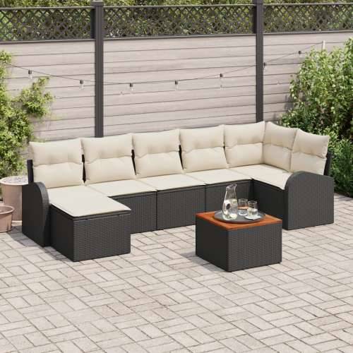 set od 8 komada vrtnih sofa s jastučićima crna poli ratan acacia Cijena