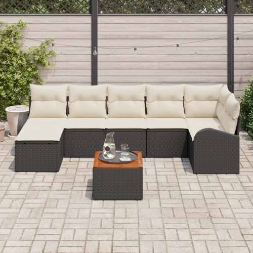 set od 8 komada vrtnih sofa s jastučićima crna poli ratan acacia Cijena