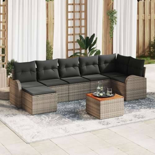 8 dijelni vrtni sofa set s jastučićima sivi poli ratan akacije Cijena